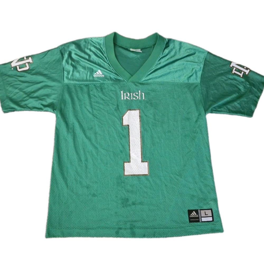 Vintage Notre Dame Fighting Irish Jersey Mens Large Green Adidas Football #1